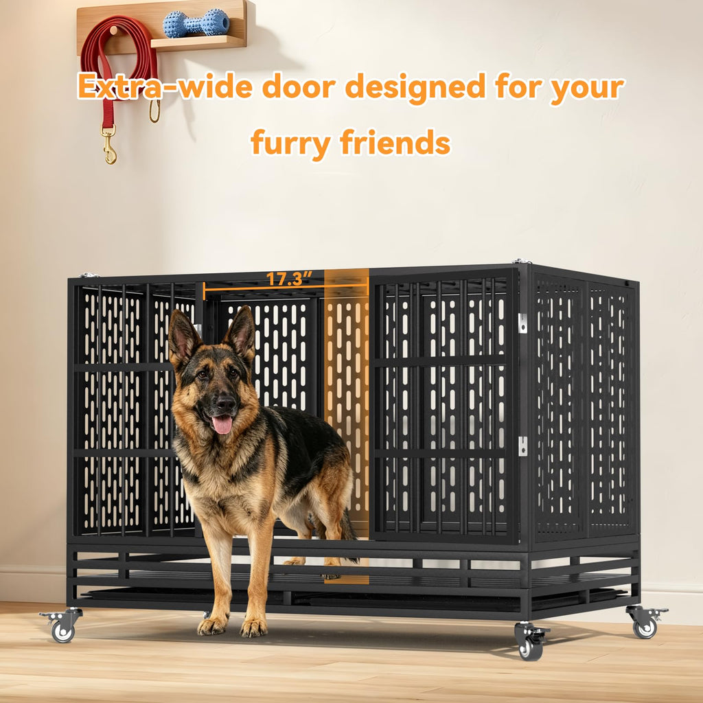 48 Inch Heavy Duty Metal Dog Crate with Wheels K75956