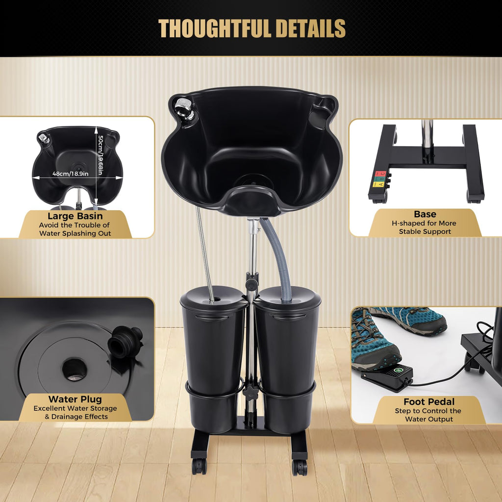 Portable Electric Pump Shampoo Bowl with 2 Buckets N322