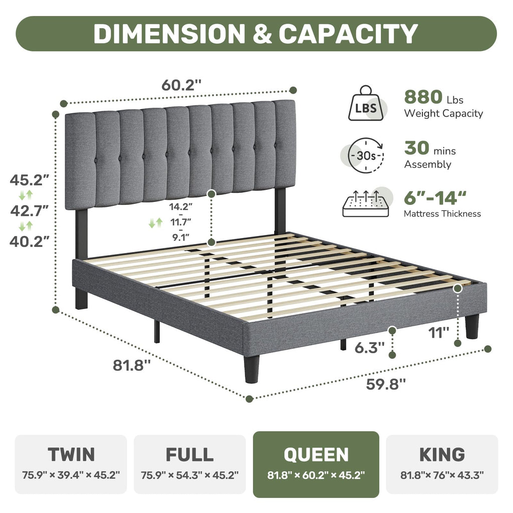 Queen Size Bed Frame with Headboard P864653