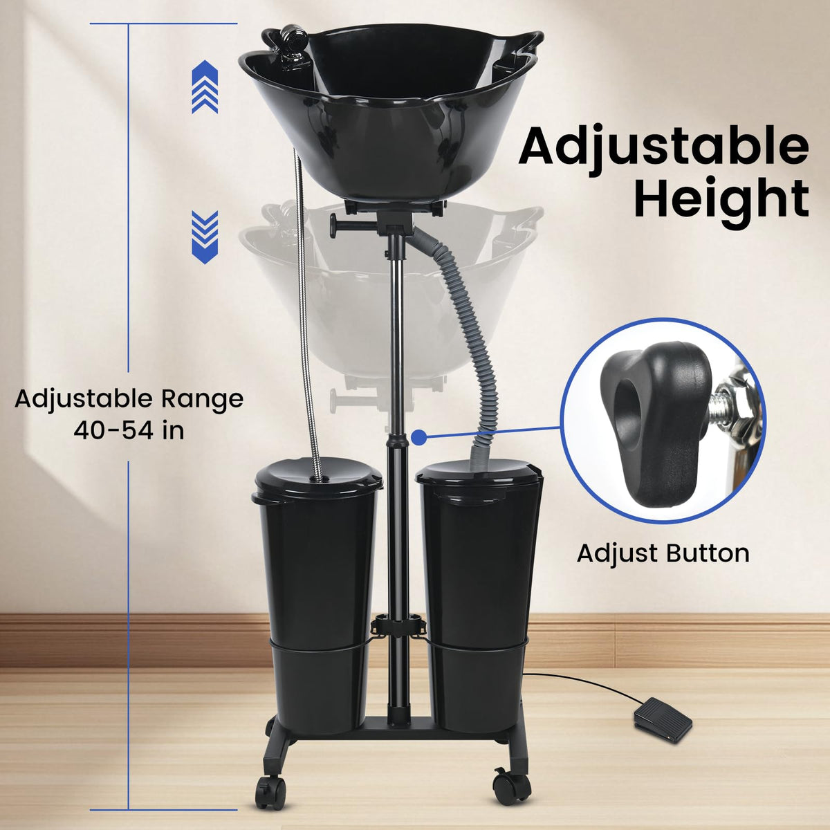 Portable Height Adjustable Shampoo Bowl with Electric Pump H96113