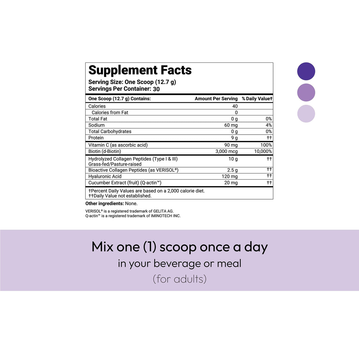 Hydrolyzed Collagen Peptides Type I & III with Vitamin C, Hyaluronic Acid, Biotin, Unflavored Powder, 30 Servings H382