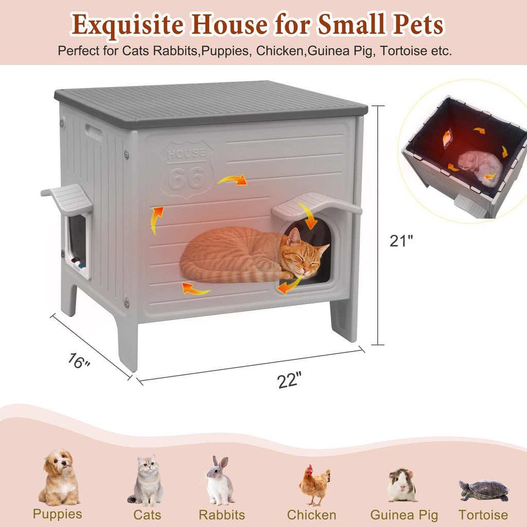 Insulated Outdoor Weatherproof Plastic Cat House K393624