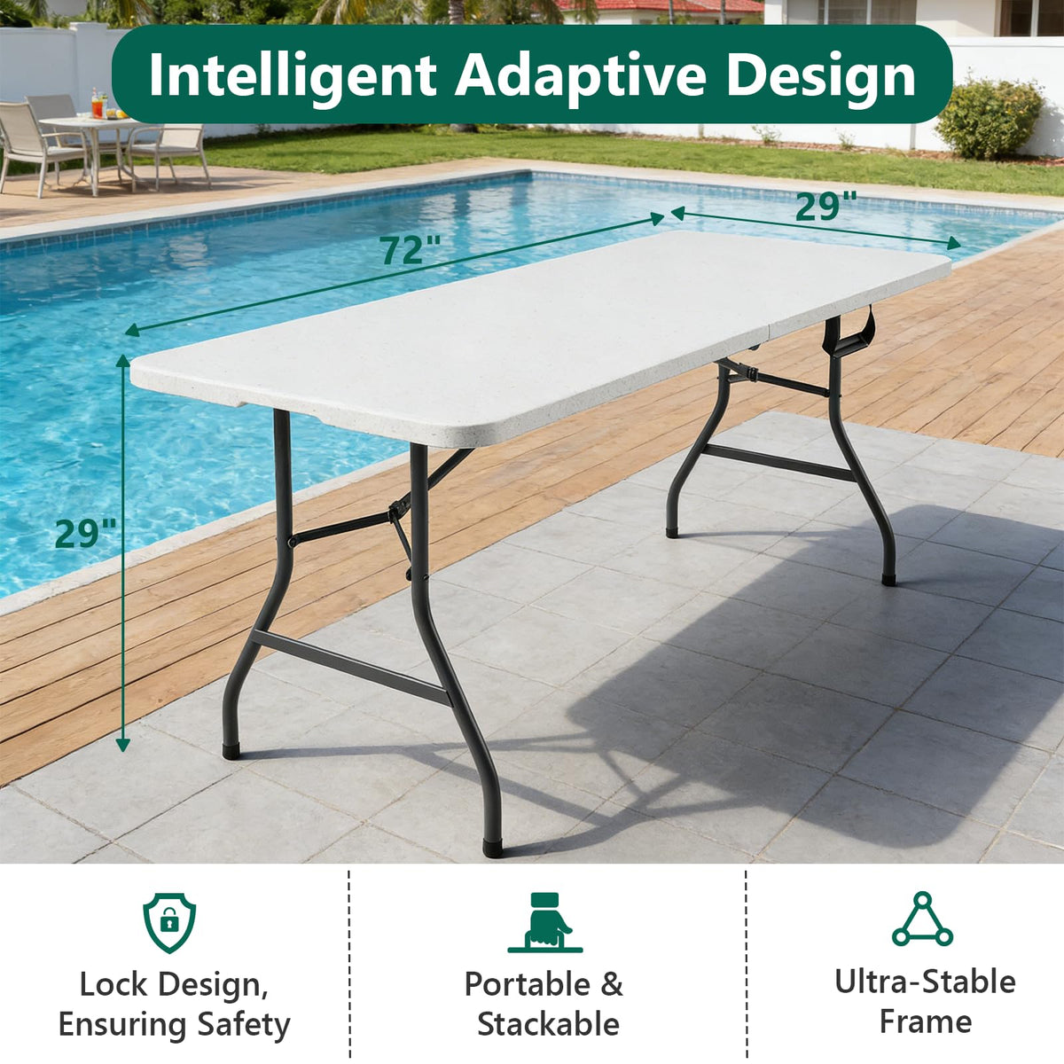 2 Pack 6ft Heavy Duty Folding Table White Z629