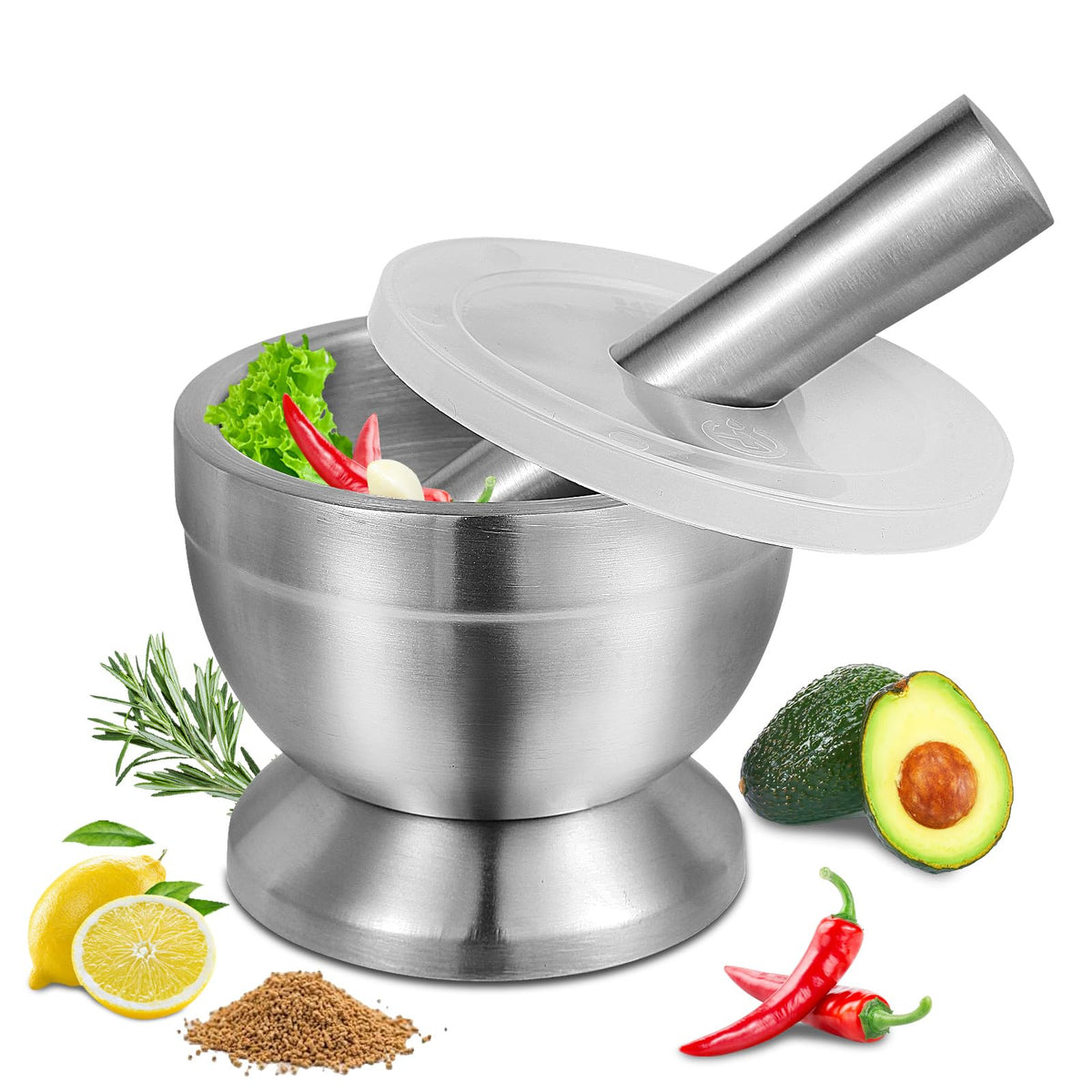 Mortar and Pestle Set Stainless Steel H133457