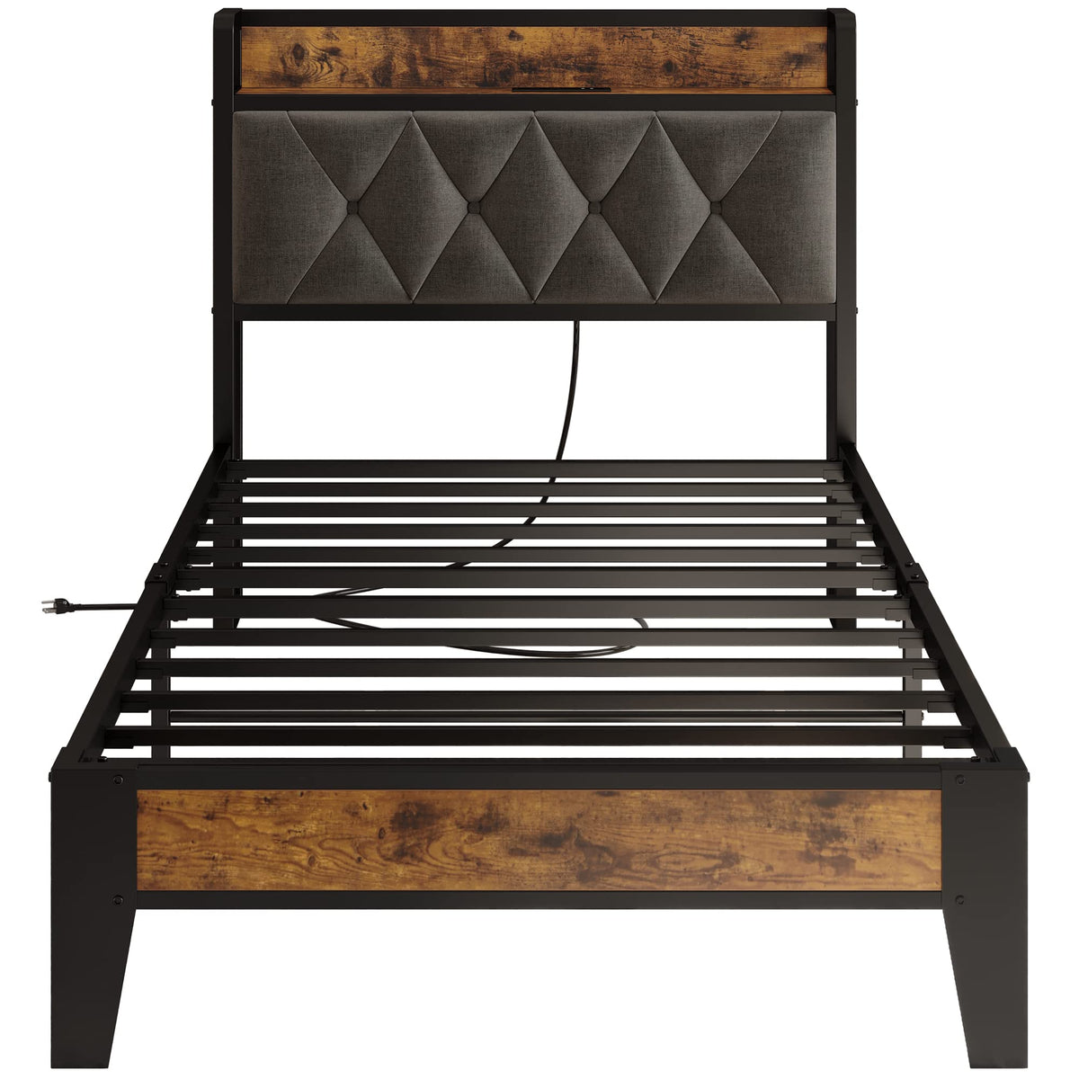 Twin Bed Frame with Storage Headboard W8507