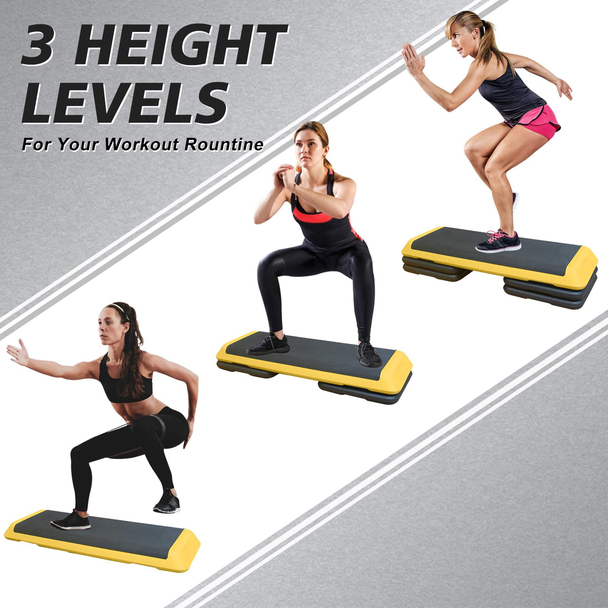 43'' Adjustable Exercise Stepper with 4 Detachable Risers U65977