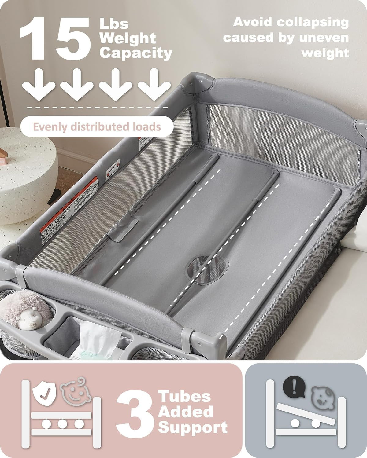 4-in-1 Baby Bassinet, Bedside Sleeper, Playard, Changing Table V4658