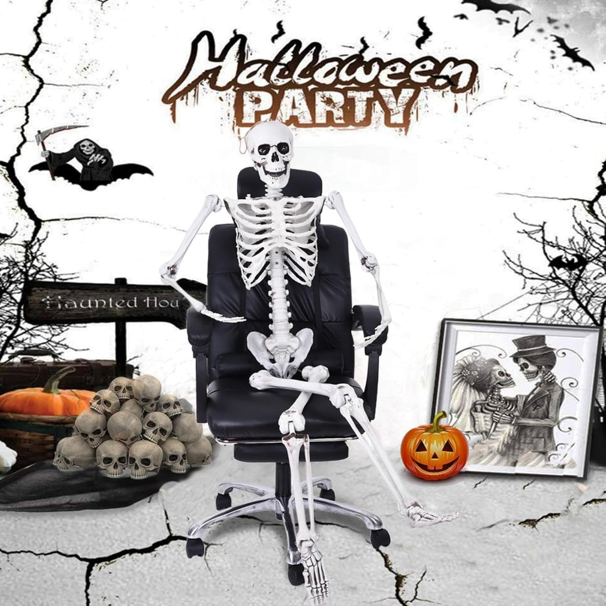 5.4Ft Posable Life Size Full Body Skeleton with Movable Joints R1683