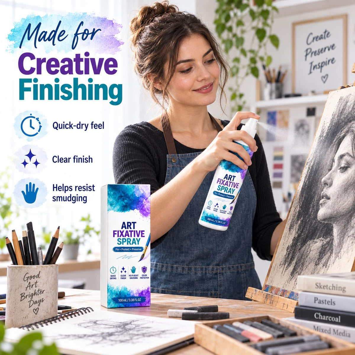 Art Fixative Spray for Pencil & Mixed Media, 4 Pack O407753