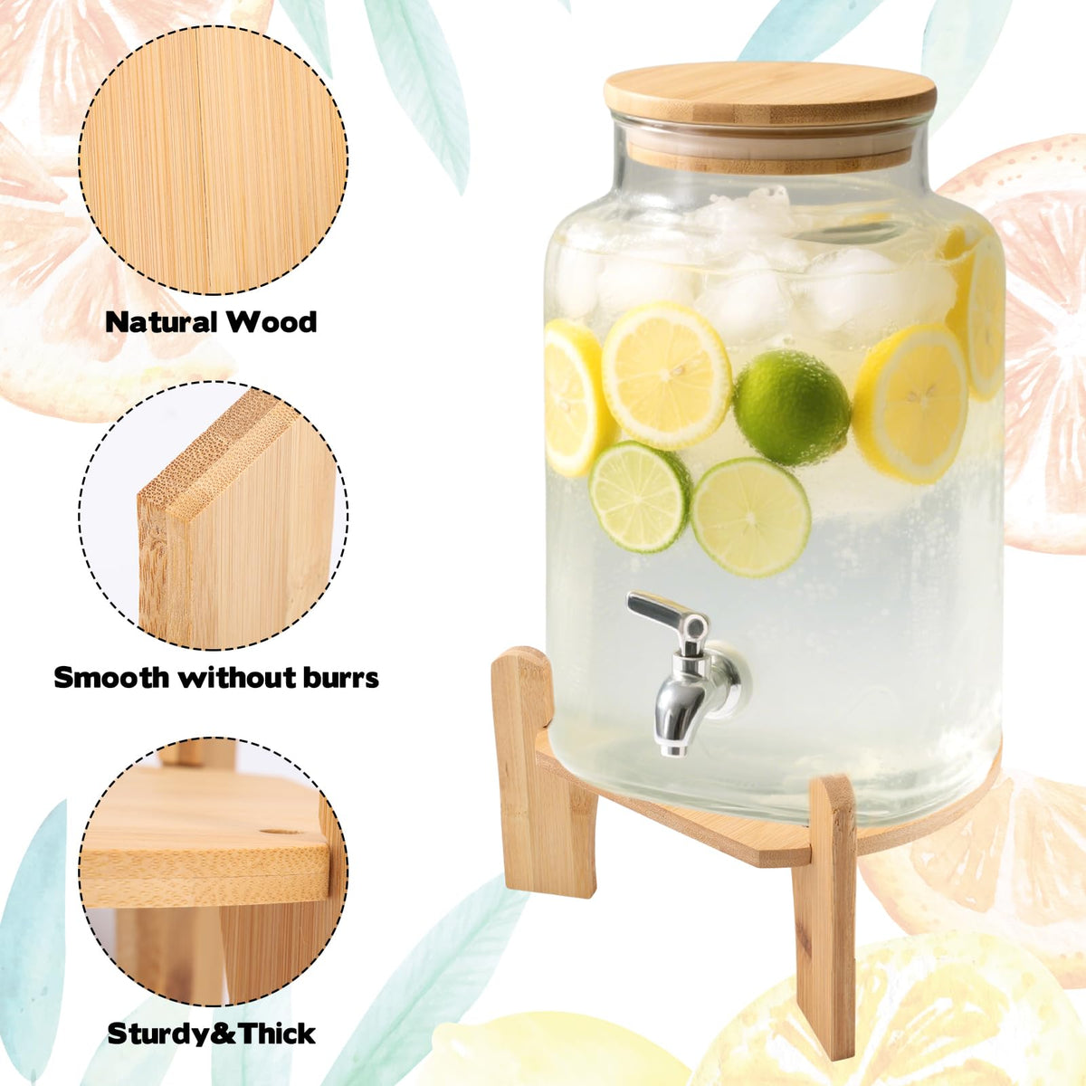 Wooden Drink Dispenser Stand and Water Jug Holder P983