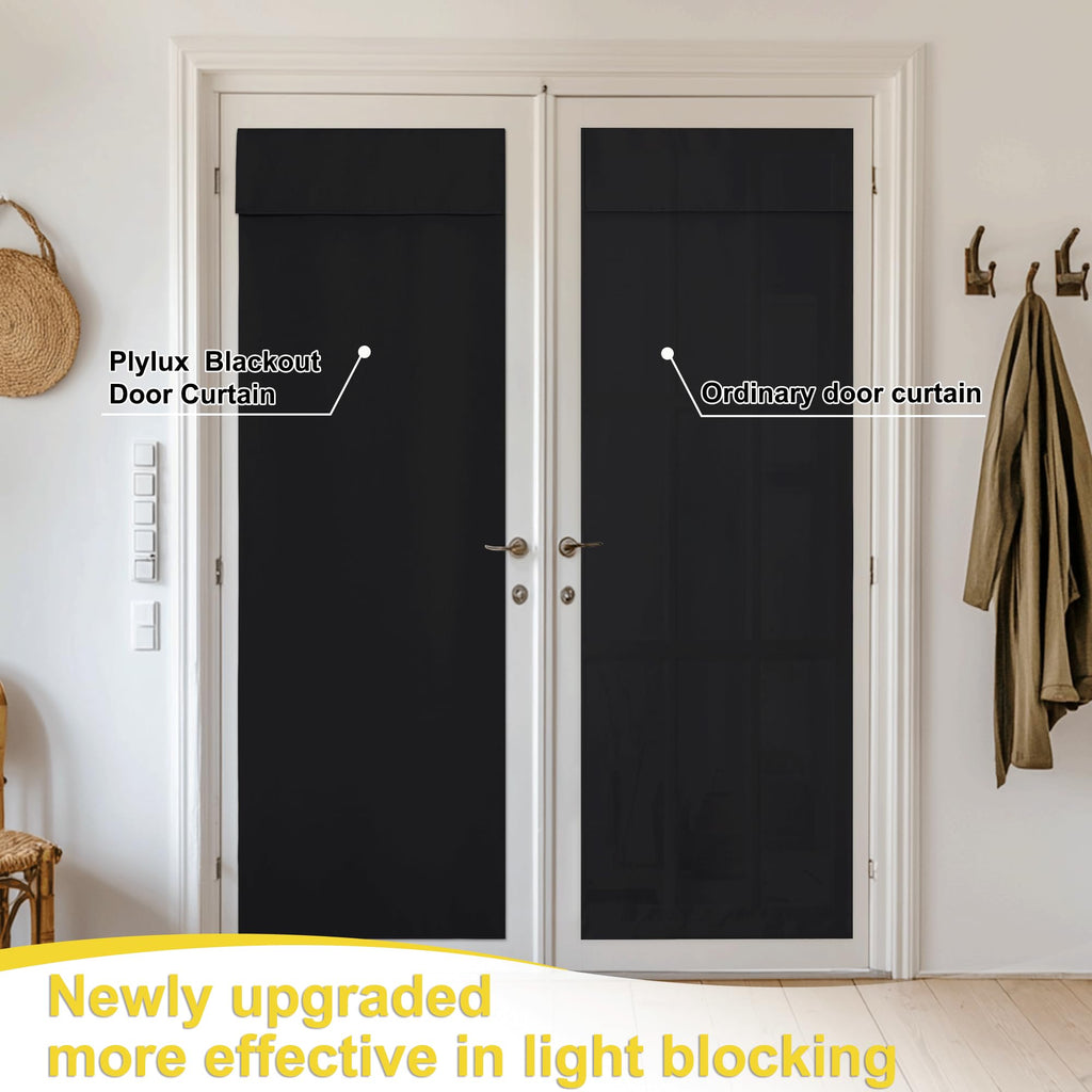 Black 100% Blackout French Door Curtains M5021