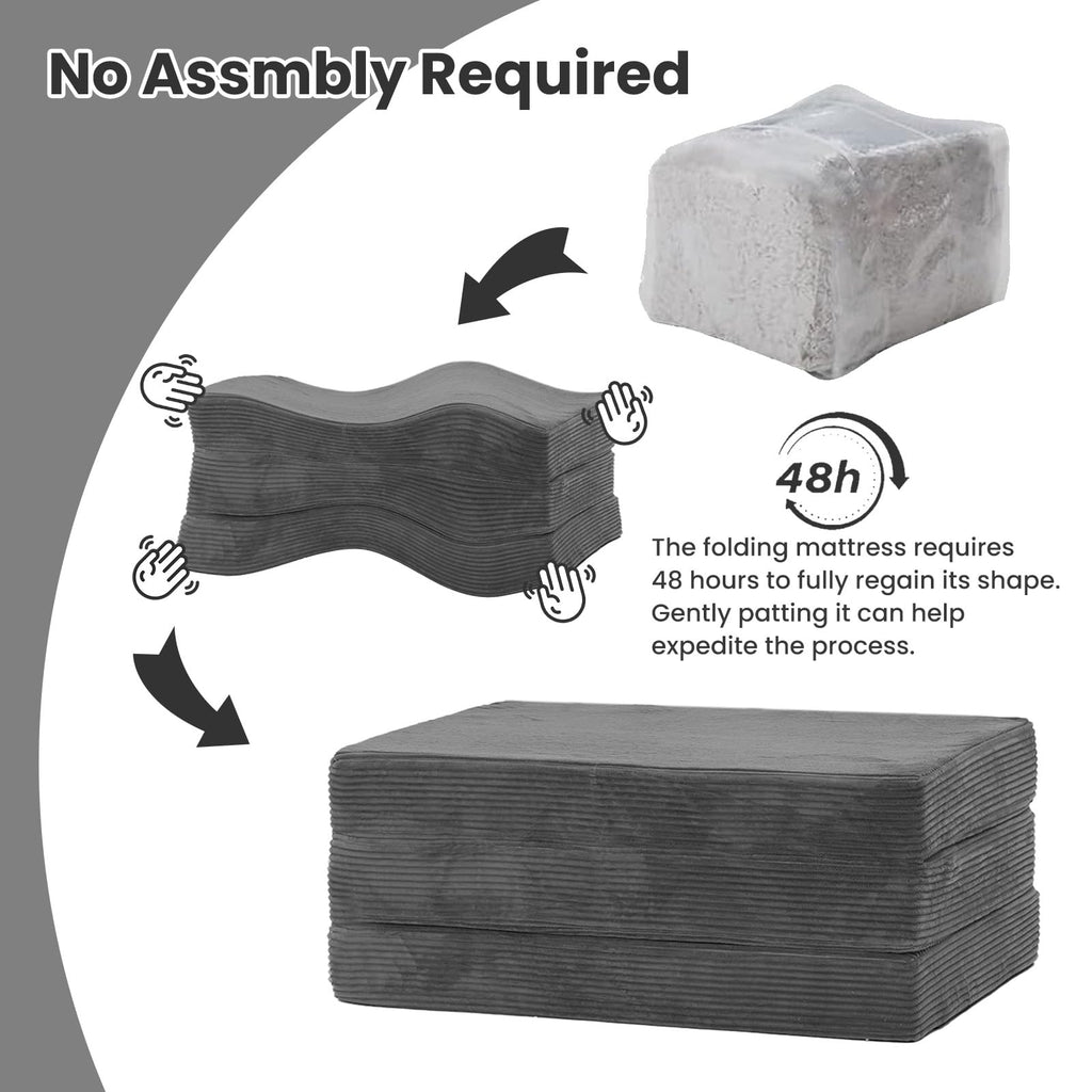 6 inch Tri Fold Twin Size Memory Foam Mattress C747570