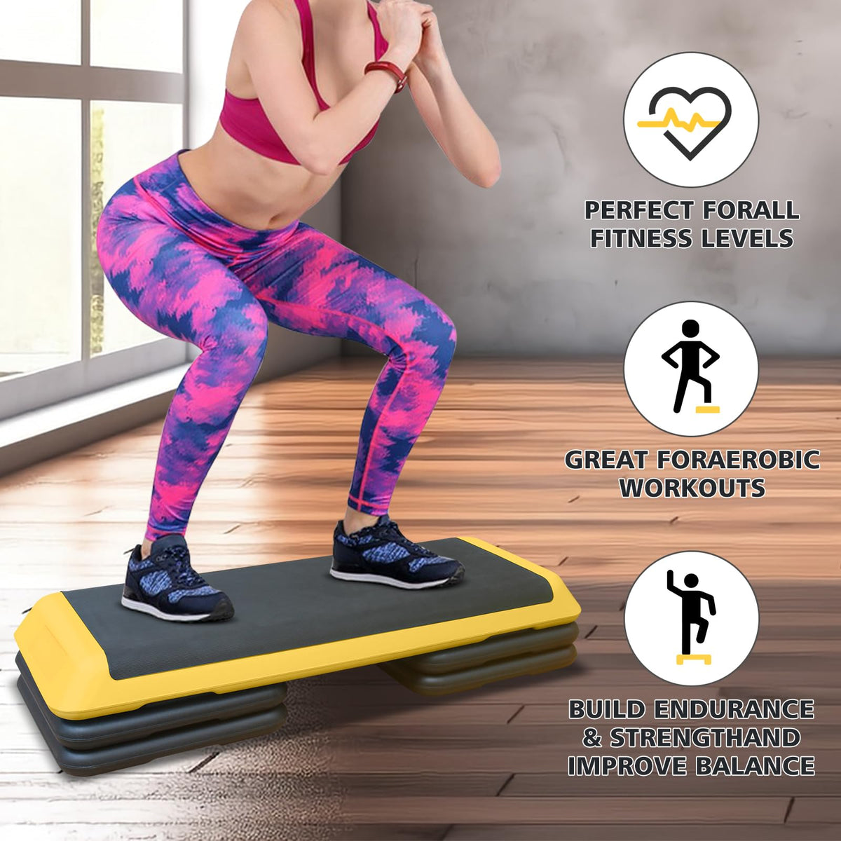 43'' Adjustable Exercise Stepper with 4 Detachable Risers U65977