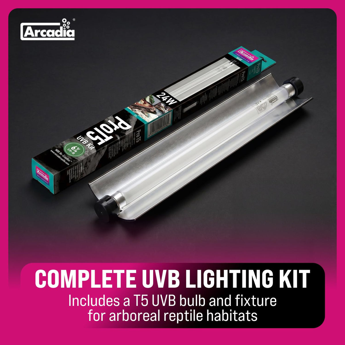 22.5" 24 Watts 6% UVB Reptile Light Fixture Kit G857293