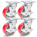 5 Inch Polyurethane Swivel Plate Casters Set of 4 with Brake B974