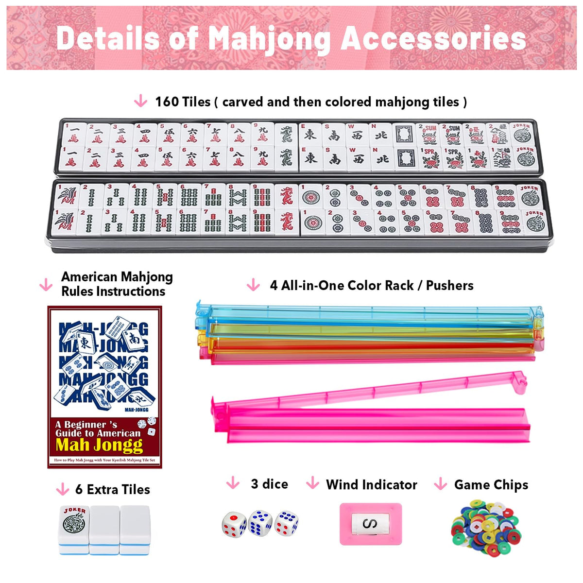 American Mahjong Set with 166 Blue Tiles and Racks X7188