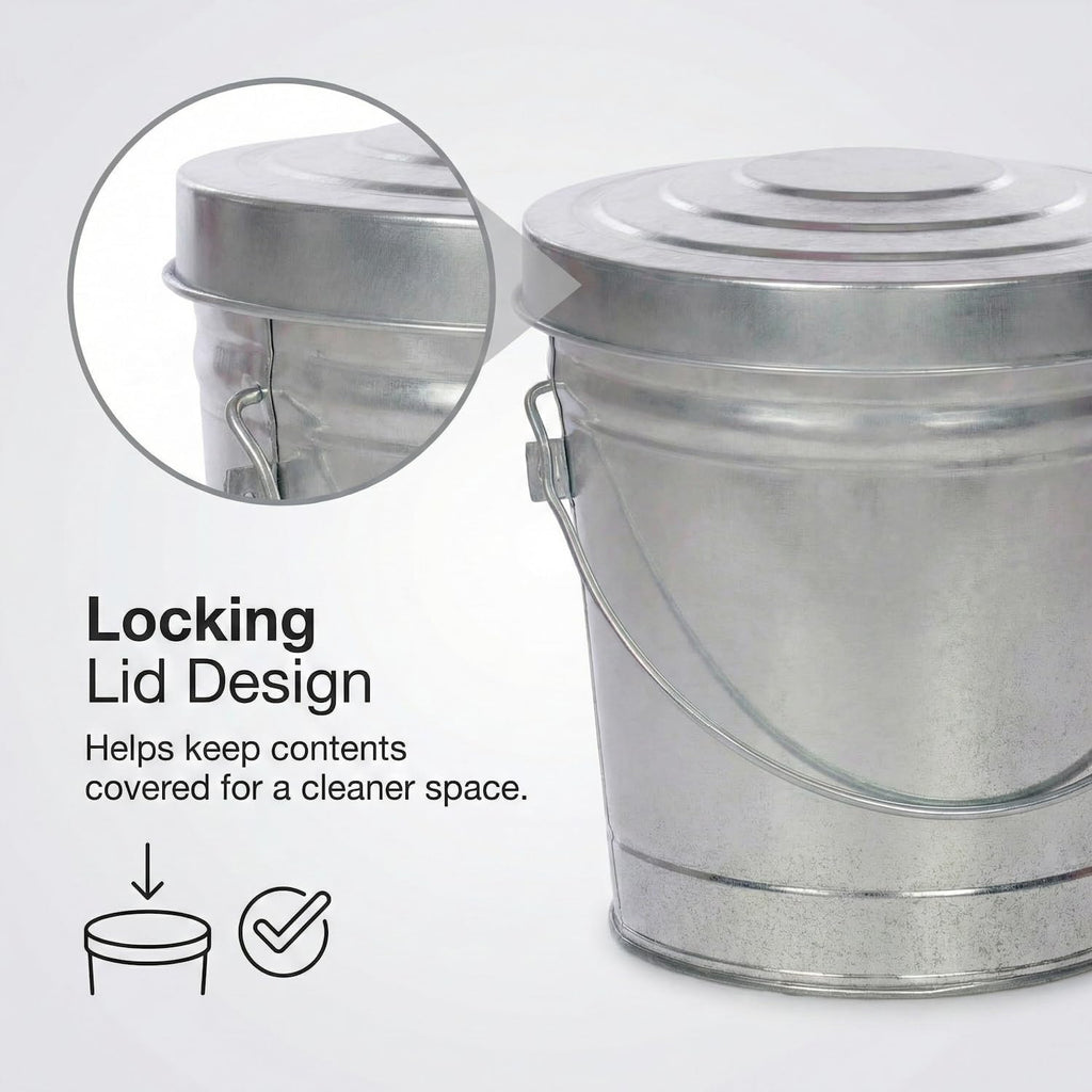 6 Gal Galvanized Steel Locking Lid Trash Can R3038