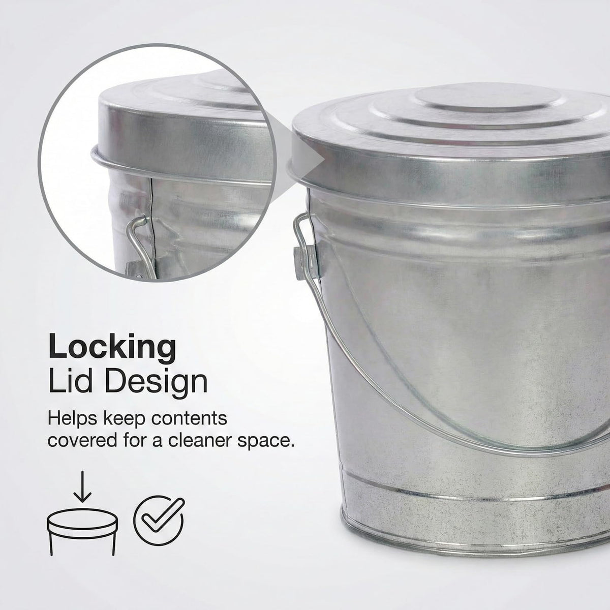 6 Gal Galvanized Steel Locking Lid Trash Can R3038