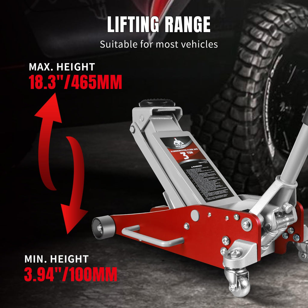 3 Ton Low Profile Aluminum and Steel Car Jack with Jack Stands, Red, 2 Pack R5297