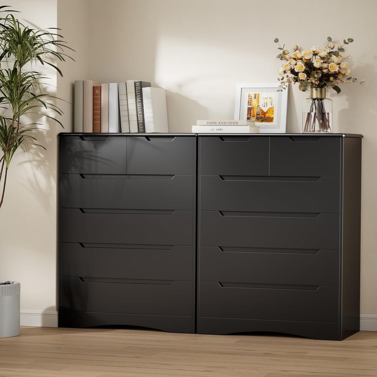 Black 6 Drawer Dresser Y6118