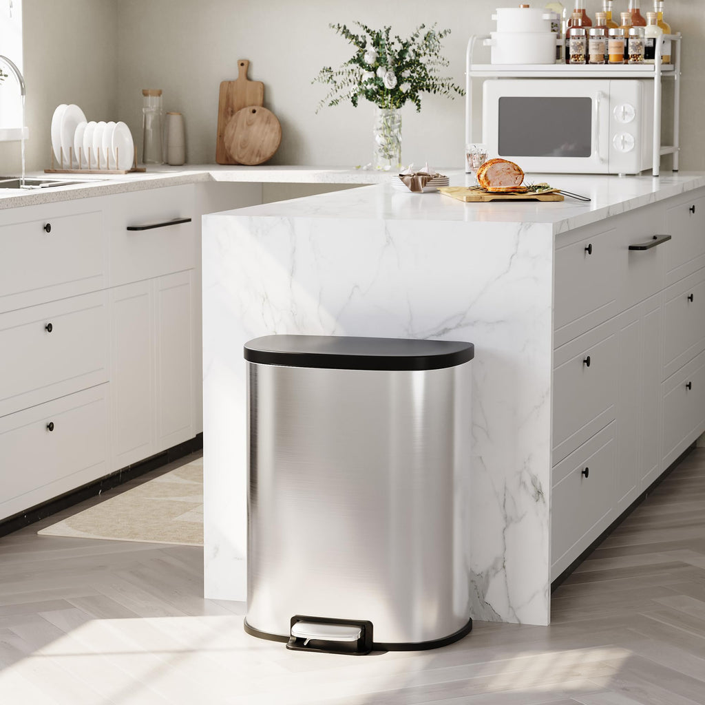 50L Stainless Steel Step-On Trash Can U742643