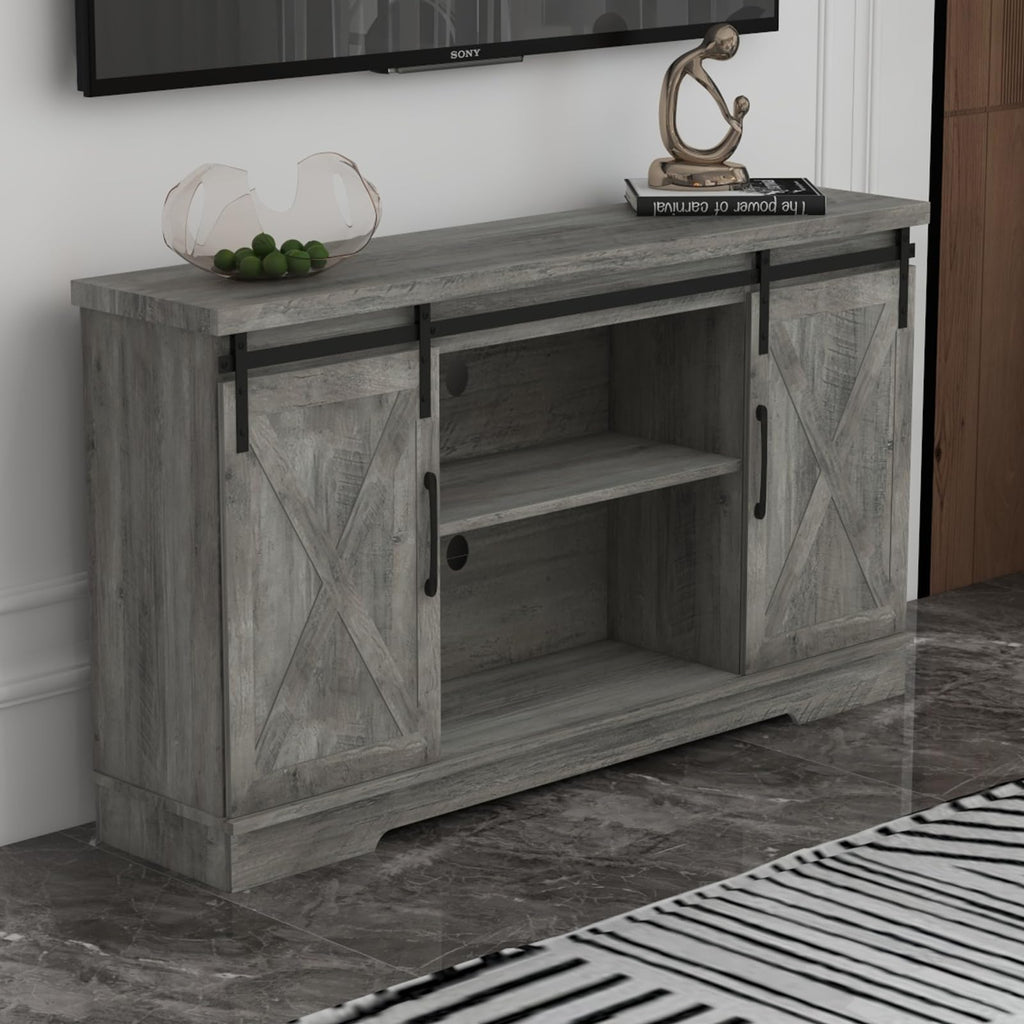 65 Inch TV Stand with Sliding Barn Doors C640492