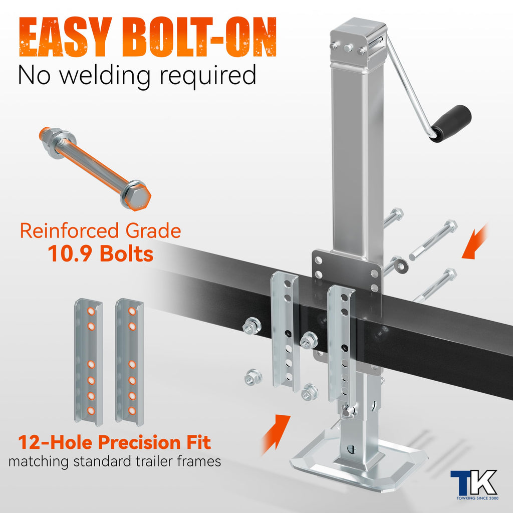 Square Trailer Jack, 15" Lift, Heavy Duty Swivel O391102