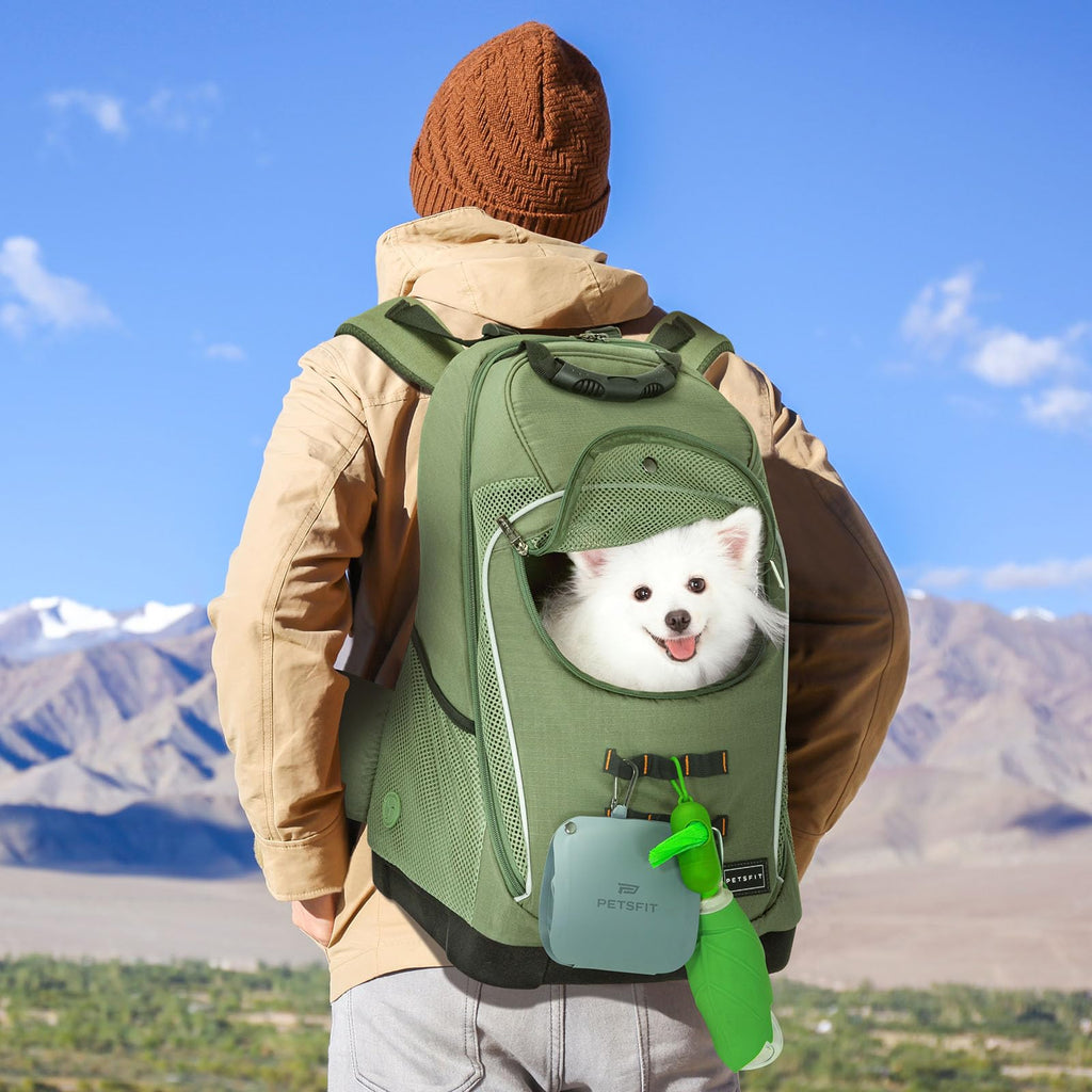 Green Pet Dog Carrier Backpack with Large Ventilations P215