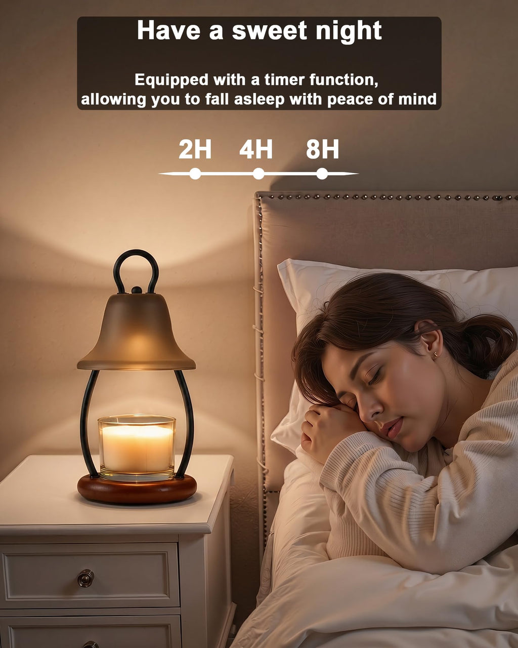 Black Dimmable Candle Warmer Lamp with Timer J41491