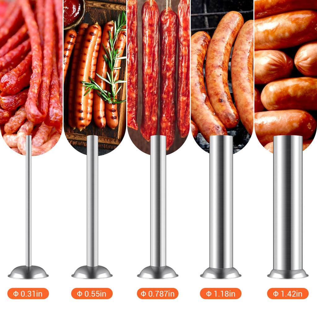 7L Vertical Stainless Steel Sausage Stuffer with 5 Filling Tubes L904651