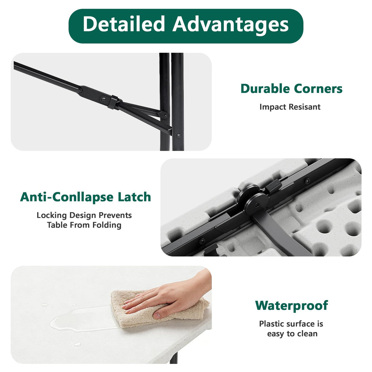 2 Pack 6ft Heavy Duty Folding Table White Z629