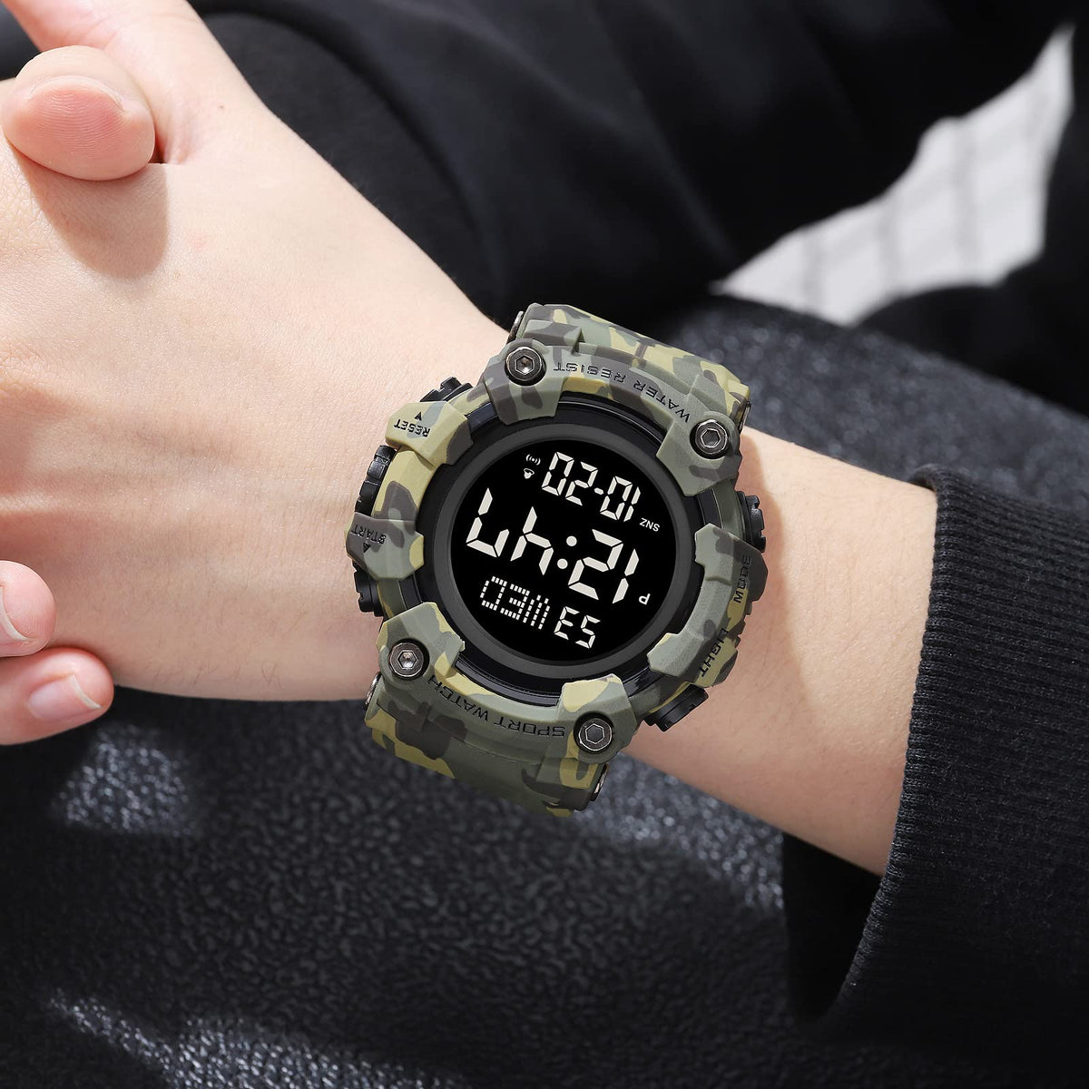 Men Digital Watch Waterproof LED Stopwatch E86188