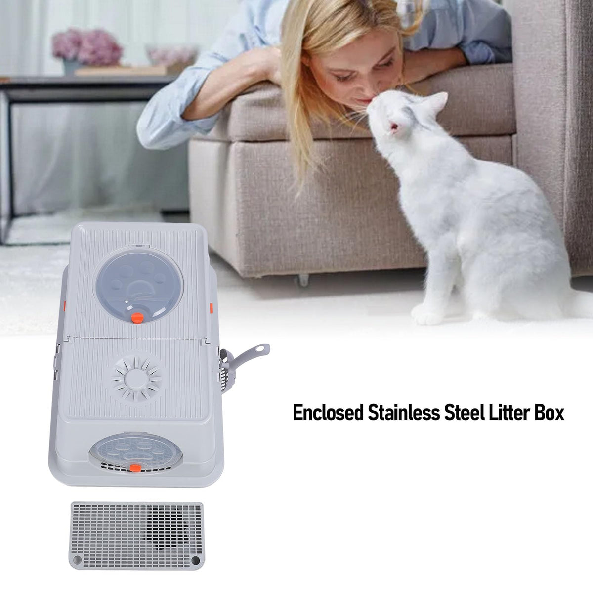 Enclosed Stainless Steel Extra Large Cat Litter Box J412
