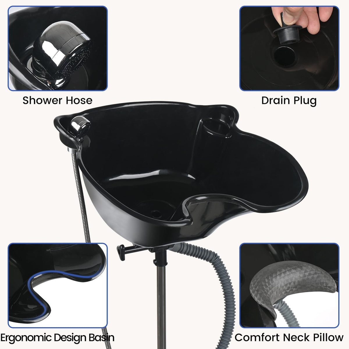 Portable Height Adjustable Shampoo Bowl with Electric Pump H96113