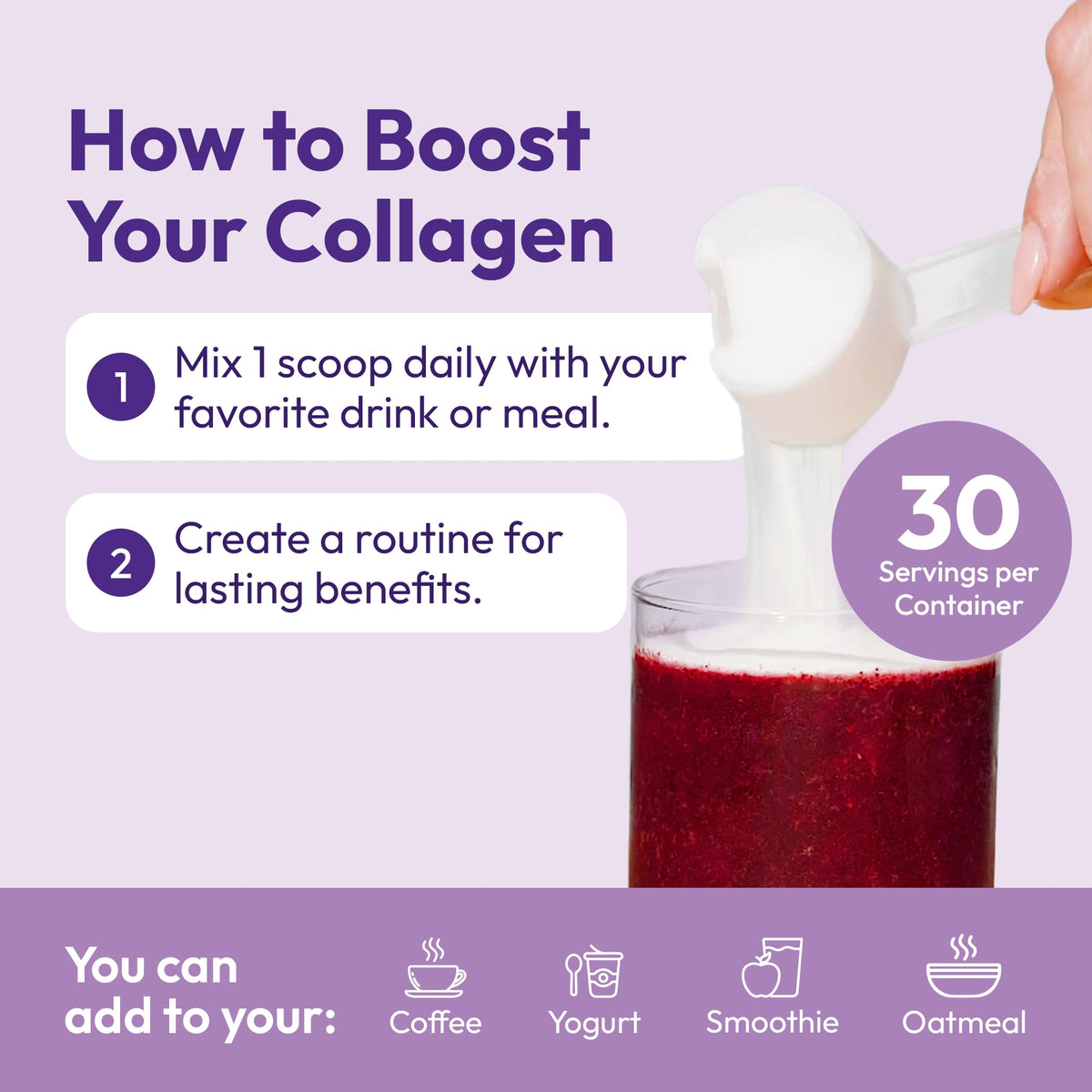 Hydrolyzed Collagen Peptides Type I & III with Vitamin C, Hyaluronic Acid, Biotin, Unflavored Powder, 30 Servings H382