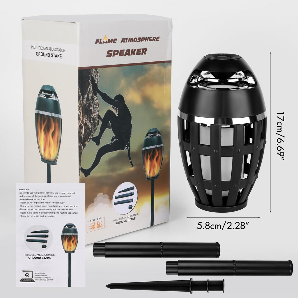 2 Pack Outdoor Bluetooth Flame Speakers with Stakes M246