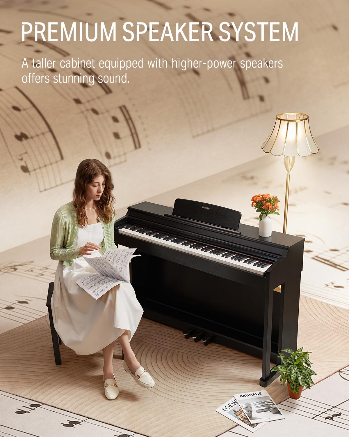 88-Key Weighted Action Digital Piano + Solid Wood Keyboard Bench S58774