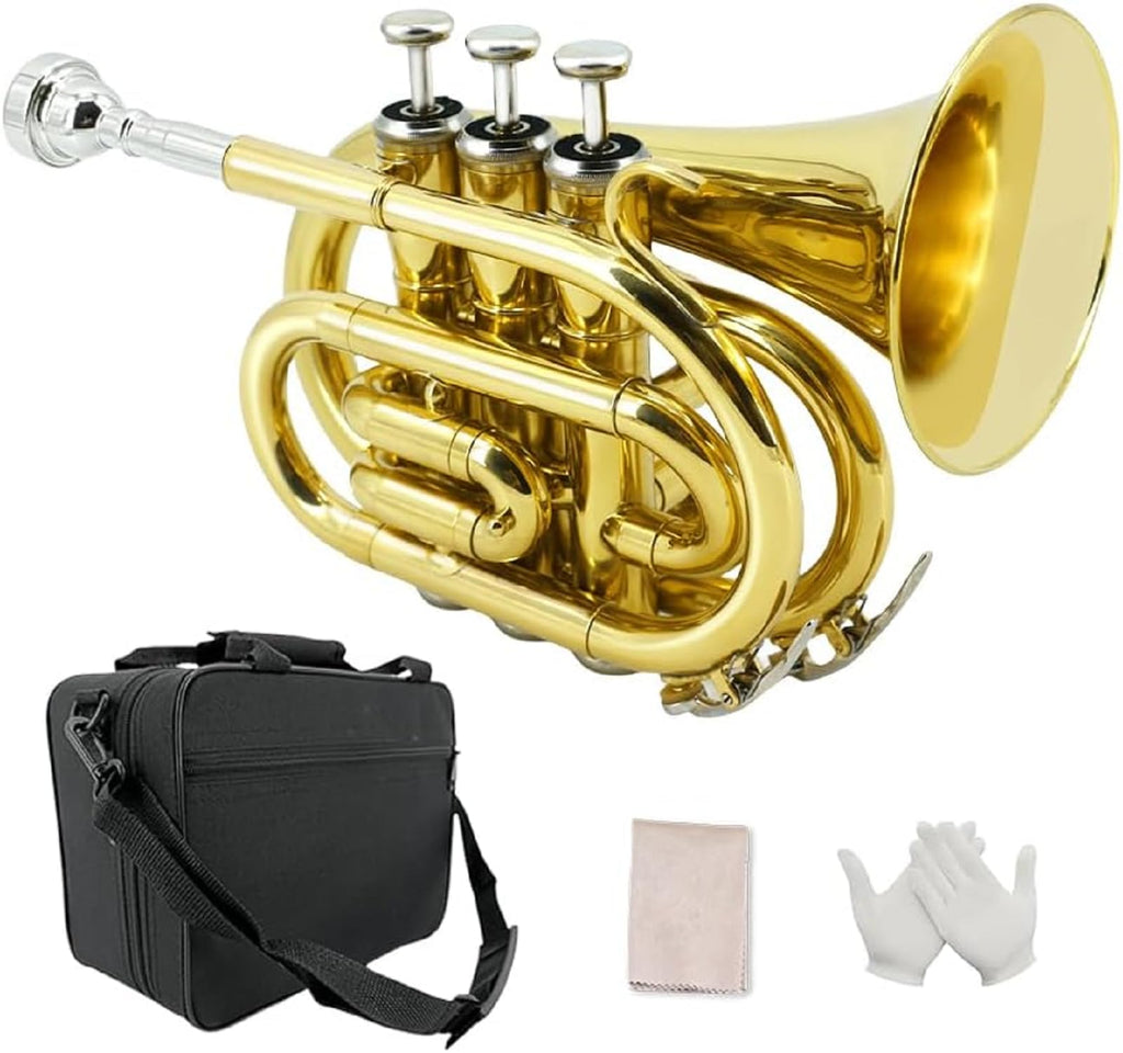 Bb Flat Brass Pocket Trumpet with 7C Mouthpiece Q525110