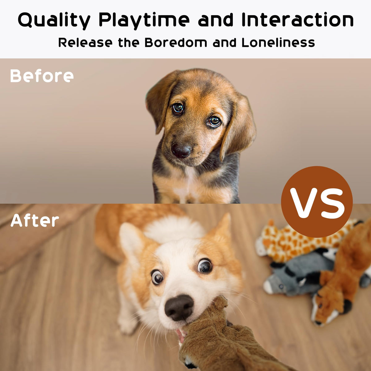 5 PCS Crinkle Plush Dog Squeaky Toys V4533