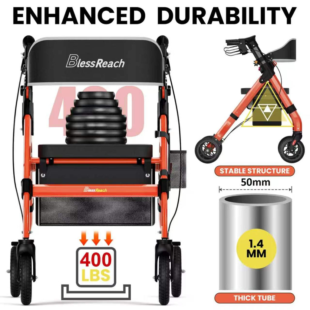 Foldable Heavy-Duty Rollator Walkers with Seat F212515