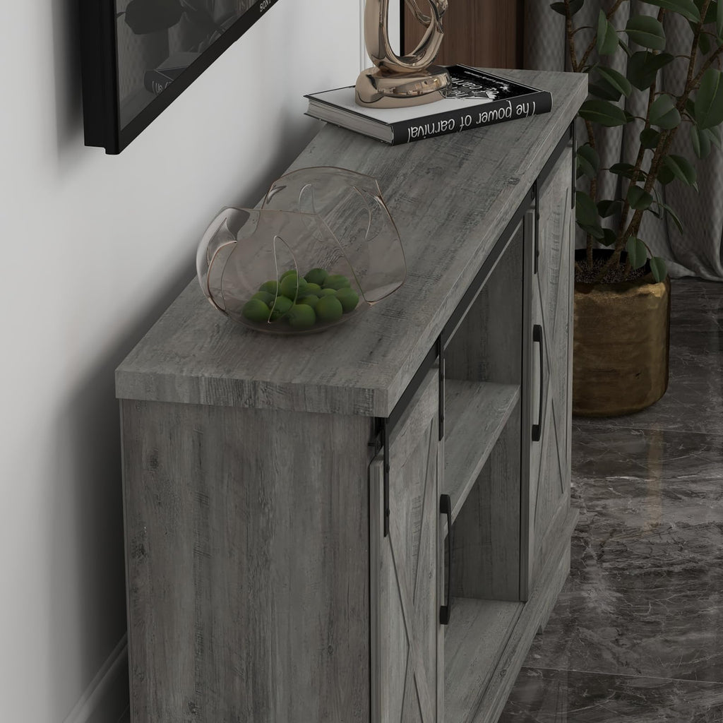 65 Inch TV Stand with Sliding Barn Doors C640492