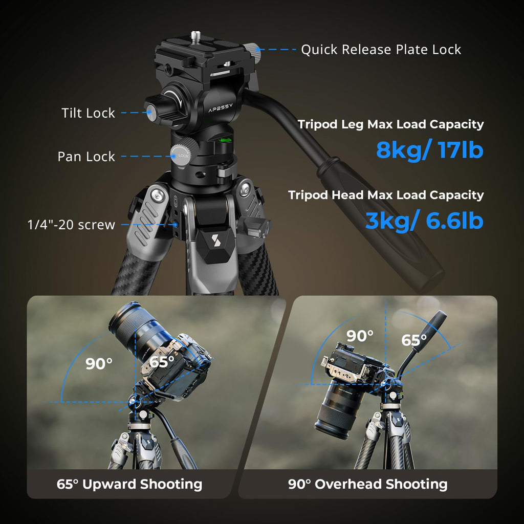 Carbon Fiber Video Tripod with Fluid Head W275539