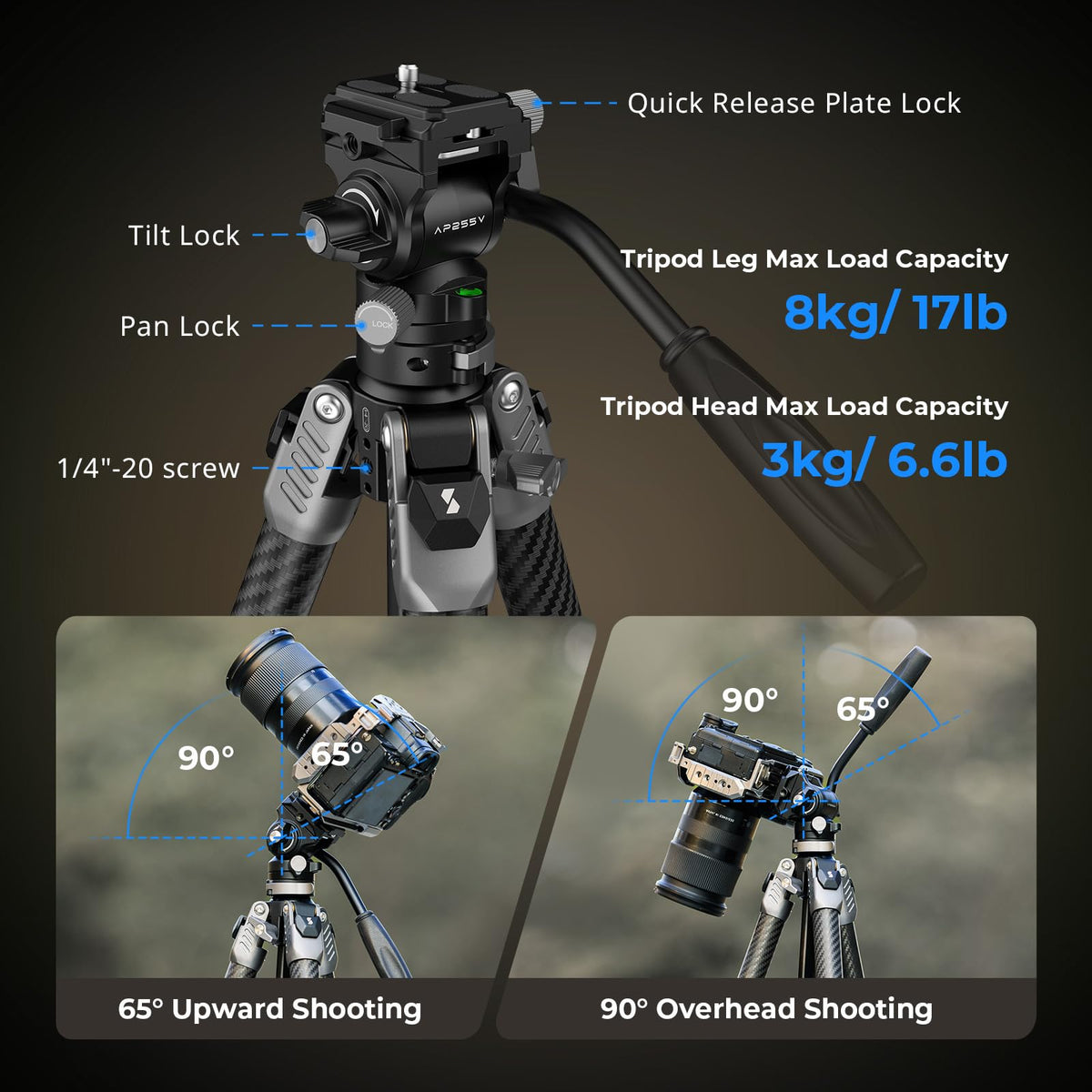 Carbon Fiber Video Tripod with Fluid Head W275539