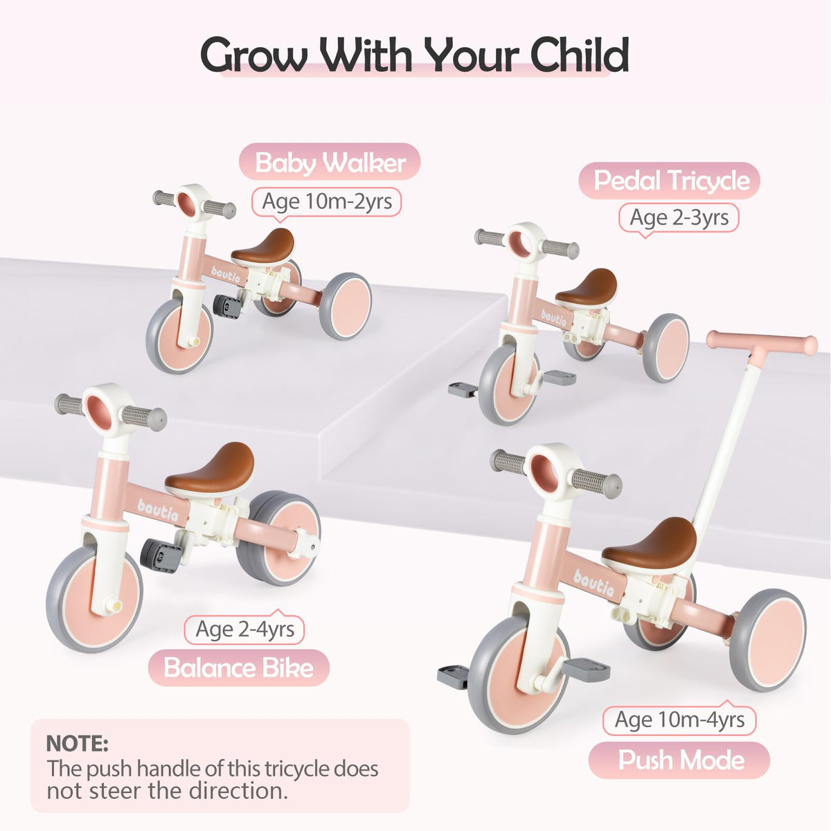 5 in 1 Toddler Bike with Push Handle A1307
