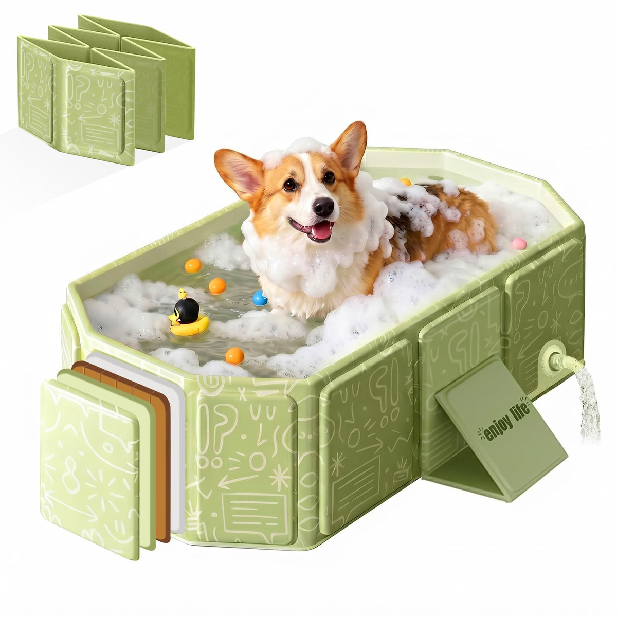 Foldable Dog Bathtub with Side Drain Plug A64038