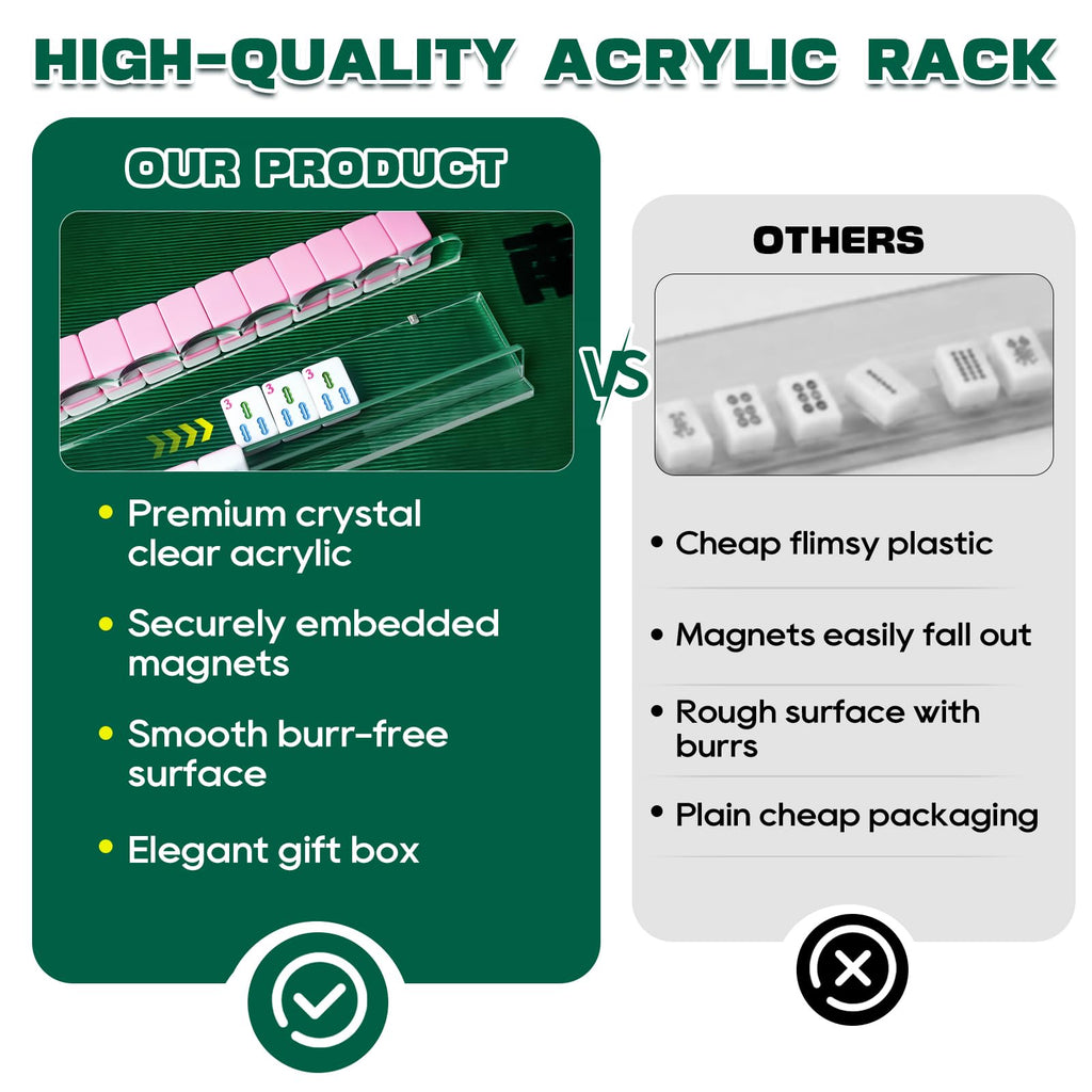 Clear Acrylic Mahjong Racks with Pushers, Set of 4 C135