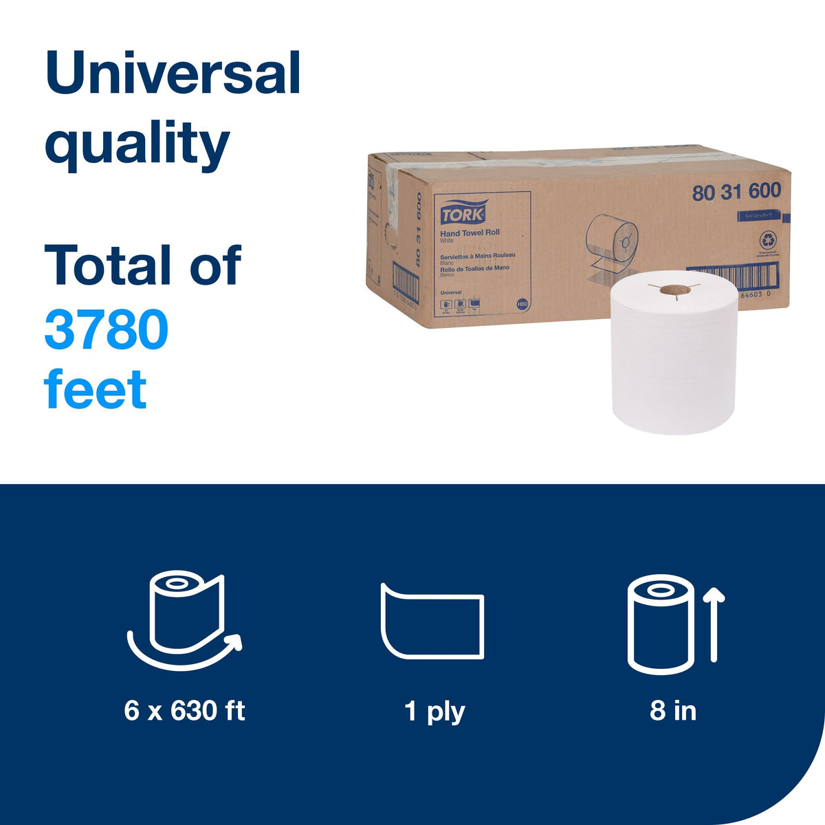 White Hand Towel Roll 6 Rolls F4993