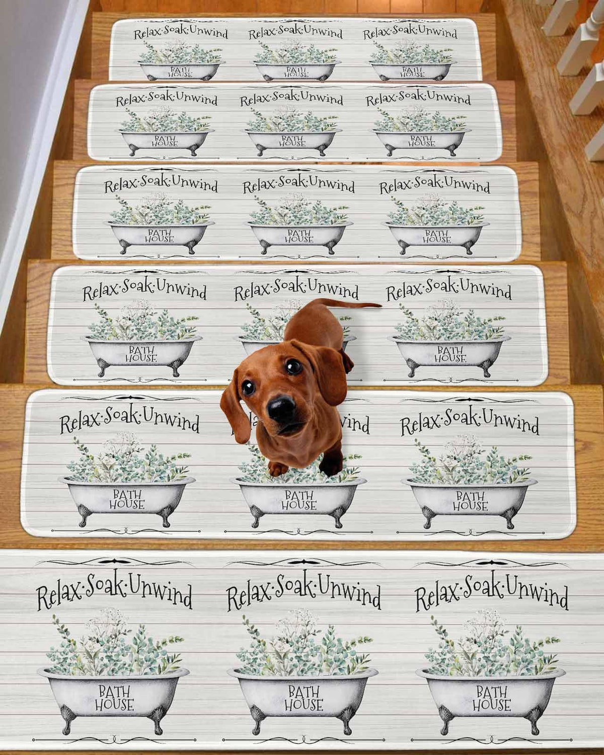 Eucalyptus Leaves 15 Pack Non Slip Stair Treads 8x30 inch N8155