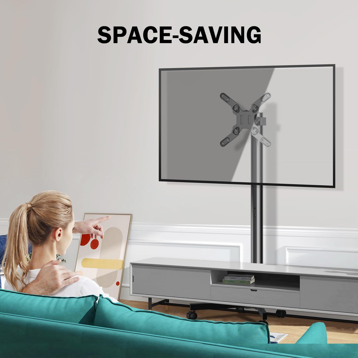 Rotating Rolling TV Stand on Wheels for 13-50" Flat/Curved TVs J4669