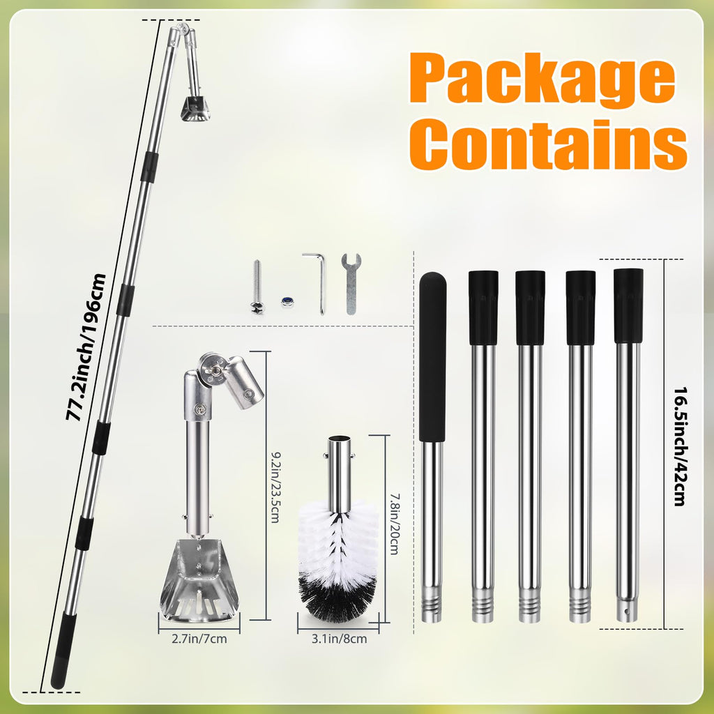 6.4FT Gutter Cleaning Tools with Extension Pole & Brush E394831